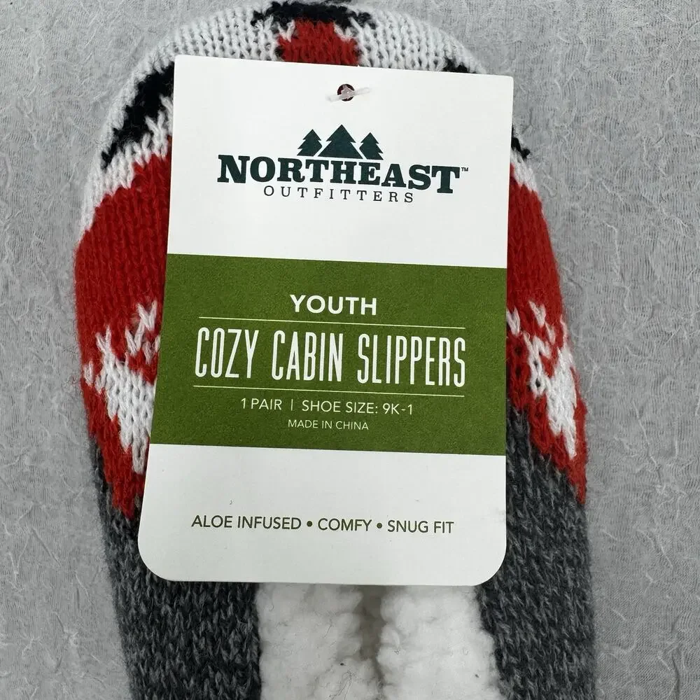 Northeast Outfitters Cozy Cabin Youth Fox Slippers XS Grey